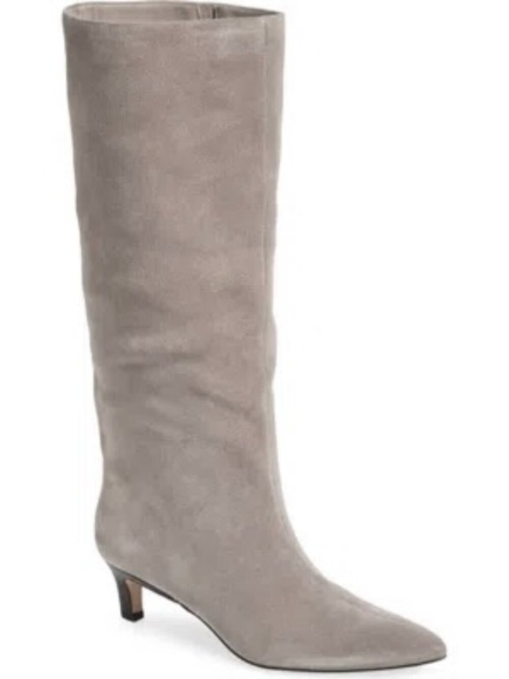 NORDSTROM 8 Boots Knee high Minimalist Suede grey taupe Kitten Heel Tall Boots
